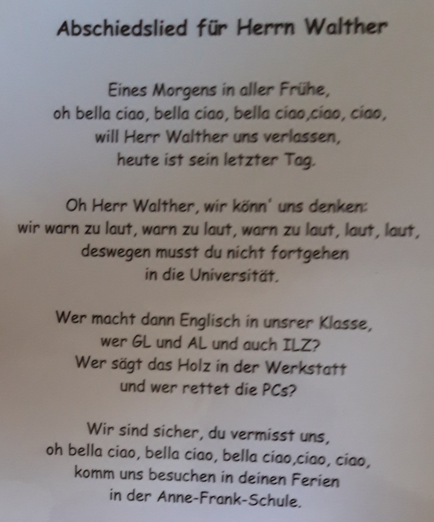 Abschiedslied – Anne – Frank – Schule Gersfeld